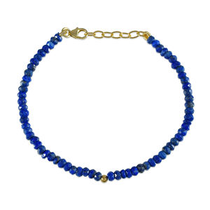 กำไลข้อมือลาพิส ลาซูลี กำไลหินสีน้ำเงินประดับลูกปัด กำไลคริสตัลทำมือ เครื่องประดับคริสตัลแบบเรียบง่าย - Product Image 4