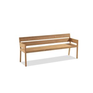 Banc de jardin en teck massif avec dossier, design scandinave moderne, durable, confortable, imperméable et écologique - Product Image 1