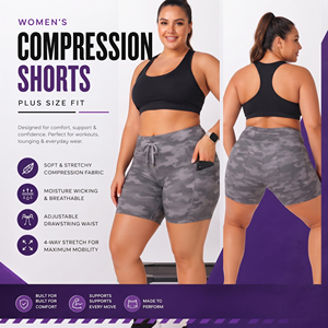 Shorts de Compresión con Estampado de Camuflaje para Mujer, Talla Grande, Cintura con Cordón, Capa Base, Secado Rápido, para Yoga y Fitness - Product Image 3