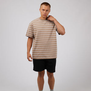 Camiseta de Verano 2026, Estilo Vintage, de Algodón, Corte Holgado, Manga Corta, a Rayas, Unisex, Casual, Personalizable, Cuello Redondo, Ropa Urbana, OEM - Product Image 2