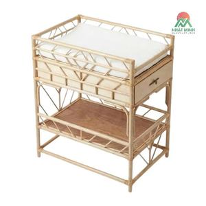 Cuna de Ratán con Diseño Tropical y Acabado Natural, Cambiador para Bebés y Niños de 0 a 3 Años - Product Image 1