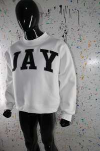 Sudadera JAY WHITE con cuello alto 100% NEGRO, bordado con apliques, cuello ancho, hilos finos - Product Image 4