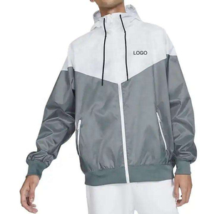 Lightweight Breathable Windproof <b>Zip</b> <b>Hooded</b> Jacket Gray White Men Women Outdoor Sport Running Hiking Unisex Windbreaker Front - Product Image 2
