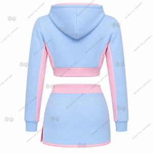 บริษัท จั๊ค แอนด์ จิล ออฟ อเมริกา อิงค์ ขายส่งสินค้าจากกรีซ ชุดเสื้อฮู้ดครอปปักลายพร้อมกระโปรงสั้นสำหรับผู้หญิง ชุดเซ็ตสั่งทำพิเศษสำหรับชมรม - Product Image 4