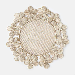 Elegant Floral Shaped Rattan <b>Placemat</b> and Charger Plates From Vietnam Factory for <b>Dining</b> <b>Table</b> Set of Mats & Pads - Product Image 1