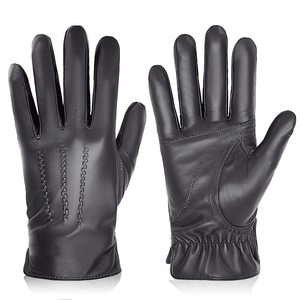 Men's Four Seasons Sheepskin Leather <b>Gloves</b> | <b>Touchscreen</b> Texting Nylon Lined Warm Breathable Eco-Friendly Sports Stretch Fit - Product Image 2