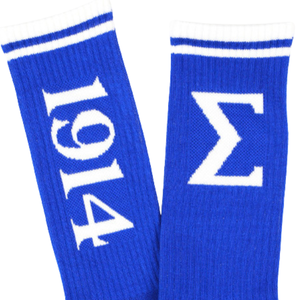 Phi Beta Sigma Royal Blue Crew <b>Socks</b> Greek Letter 1914 <b>Socks</b> White Detail Fraternity Apparel Comfortable Knit <b>Socks</b> - Product Image 5