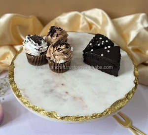 Support à gâteau en marbre blanc pour affichage élégant fait à la main pour les desserts Support à gâteau rond en marbre pour les mariages et les fêtes - Product Image 2