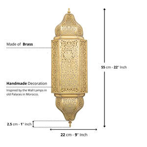 Wholesale Luxury Moroccan Brass <b>Wall</b> <b>Sconce</b> Lantern Intricate Cutout Design for Home Decoration - Product Image 3