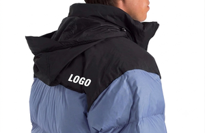 Veste d'hiver unisexe matelassée à col montant, fermeture éclair sur le devant, logo brodé personnalisé, style décontracté, OEM ODM, imperméable, à capuche, épaisse et chauffante - Product Image 6