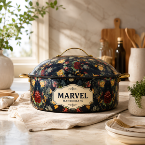 Olla térmica de acero con aislamiento floral premium de Marvel Handicrafts con tapa, calentador de alimentos, tazón térmico para servir, utensilios de cocina - Product Image 4