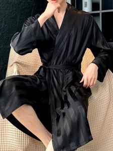 OEM <b>Men</b> Gift Custom Satin <b>Silk</b> Satin Long Sleeve Loungewear Pajamas <b>Men</b> Sleepwear <b>Robe</b> Home wear Summer Nightgown - Product Image 3