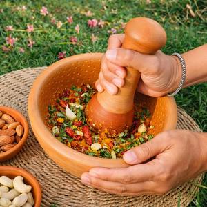 Mortero y Pilón de Terracota Hechos a Mano - Duradero, Ecológico, Tradicional Indio, Molinillo de Especias, Utensilios Artesanales al por Mayor - Product Image 1