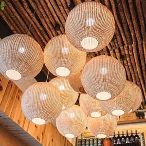 Abat-jour en bambou et rotin fait main, design transparent d'inspiration asiatique, provenant du Vietnam - Product Image 3