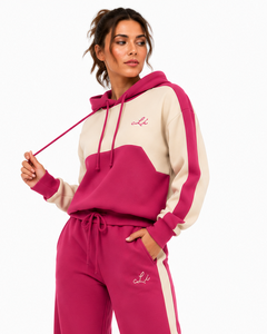 Conjunto Casual de Sudadera con Capucha y Pantalones para Mujer con Paneles Laterales en Contraste, Siluetas Relajadas, Conjunto de Dos Piezas Personalizado para Invierno - Product Image 3