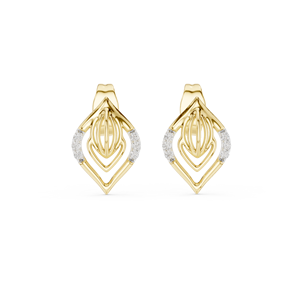 Juego de Anillos con Diamantes Cultivados en Laboratorio CELESTIAL LEAF GLIDE, Oro Amarillo Sólido de 18 Quilates, Chapado en Rodio, Certificado, para Compromiso, Boda, Fiesta - Product Image 1