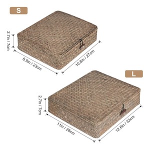 Ensemble de 2 paniers de rangement plats en jonc de mer avec couvercle, paniers de rangement faits à la main, vente en gros, écologiques, fabriqués au Vietnam - Product Image 6