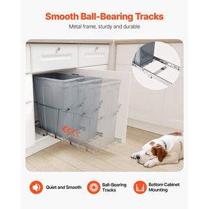 Contenitore per Rifiuti Estraibile da 35 QT per Mobili da Cucina, Bidone in Metallo Resistente, Contenitore per Riciclaggio, Organizzatore per Armadietti - Product Image 6