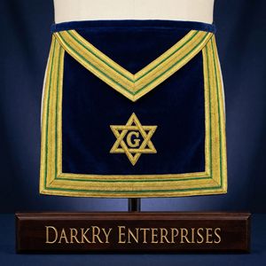 Delantal Masónico de Terciopelo Azul Hecho a Mano con Borde Dorado y Verde, Estrella de Seis Puntas y Letra G, Suministros para Logia Masónica - Product Image 1