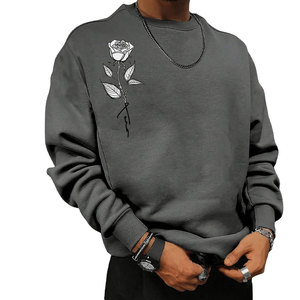 Sudadera con Capucha Gris para Hombre, Diseño Sólido, Corte Regular, Informal, Transpirable, Tejida en Poliéster/Algodón, Ropa de Invierno - Product Image 3