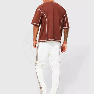 T-shirts oversize pour hommes 100% coton respirant, vêtements décontractés, tissu doux, style tendance - Product Image 3