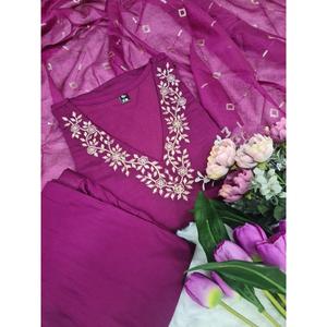 DESIGNER ROMAN SILK SEQUENCE CODAGE BRODERIE TRAVAIL HAUT BAS AVEC DUPATTA ROSE - Product Image 4