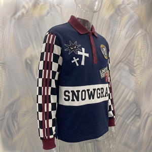 Chemise de sport unisexe Snowgrace à manches longues, col rabattu, coupe classique, logo brodé, jersey à carreaux, pour adultes, toutes saisons - Product Image 2