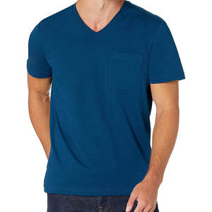 Nueva llegada de ropa urbana con logotipo personalizado, camiseta informal con cuello en V para adultos, estilo único y sencillo, camisetas de algodón con cuello en V para hombre - Product Image 1