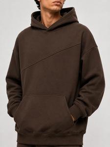 Sweat-shirt à capuche unisexe oversize en polaire marron uni, style décontracté avec poches, pull-over pour l'automne, hoodie unisexe avec LOQ MOQ Streetwear - Product Image 2