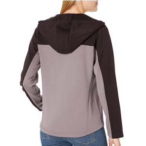 Sudadera con capucha y cremallera para mujer, con bloques de color, manga larga, forro polar, transpirable, para otoño - Product Image 3