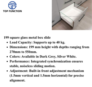 199 Square Glass Metal Box <b>Slide</b> with Full Extension Design for Smooth and Stable <b>Drawer</b> Operation - Product Image 2