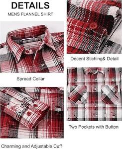 Chemise en flanelle à carreaux rouges et blancs à manches longues, boutonnée, décontractée, accompagnée d'un t-shirt blanc, parfaite pour un look élégant au quotidien. - Product Image 6