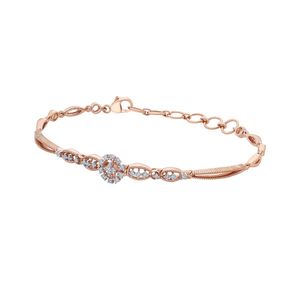Bracelet tennis plaqué or rose avec diamants 0,25 ct taille brillant rond, motif flocon de neige, sertissage griffe, cadeau de luxe pour femme, idéal pour les fêtes - Product Image 3