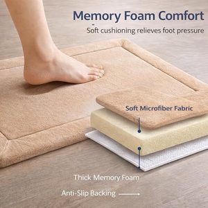 Tapis de salle de bain personnalisé en mousse à mémoire de forme, absorbant l'eau, antidérapant, doux et épais, pour la douche et les toilettes - Product Image 6