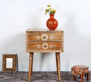 Mesa de centro redonda de madera maciza, mesa auxiliar de té, muebles artesanales para sala de estar, comedor, casa de campo, decoración de hotel - Product Image 1