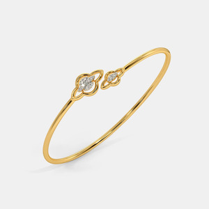 Curved Diamond Wave Gold <b>Bangle</b> <b>Bracelet</b> - Product Image 2