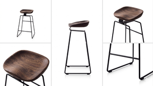 Taburete de Bar Moderno, Ecológico y Duradero de Madera con Asiento de Madera Maciza y Patas de Metal para Cafetería y Decoración de Interiores - Product Image 6