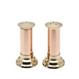 Hammered Copper Salt and Pepper Shakers Set with Stainless Steel Lids Metallic Cylindrical Condiment <b>Spice</b> Dispenser - Product Image 2