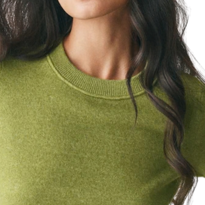 Green Supersoft Short Sleeve Knitted <b>Jumper</b> for Women Crew Neck Pullover Sweater with Ribbed Cuffs Hem and Soft Touch Fabric - Product Image 5