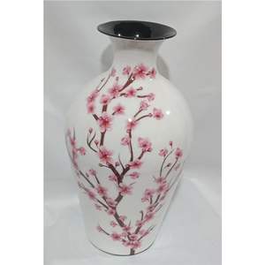 Vase en métal émaillé de luxe fait main, motif floral magnolia, grand vase de sol pour mariage, décoration intérieure, pot de fleurs décoratif moderne en émail - Product Image 4