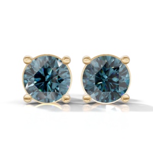 Heerani Jewels Natural Round <b>London</b> Bluet Topaz 925 Sterling Silver Classic Stud Vermeil Yellow Gold Unisex Earrings - Product Image 4