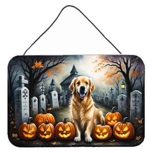 Golden Retriever Spooky Halloween Wall Hanging Multicolor Aluminum Metal <b>Sign</b> for <b>Kitchen</b> Bar Bathroom Plaque Home Decor 8HX12W - Product Image 1