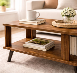 Table basse industrielle en bois foncé personnalisée OEM pour salon, prix d'usine, fournitures en gros - Product Image 6