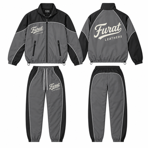 Ensemble de survêtement unisexe en velours noir FURAT LEATHERS, survêtement d'hiver en velours de luxe polyester/coton, streetwear rétro pour hommes et femmes - Product Image 2