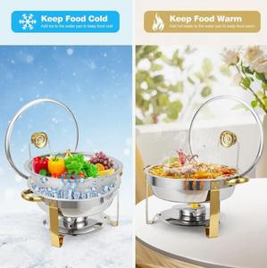 Juego de 4 calentadores de comida redondos de 5QT para buffet premium, ideales para catering y eventos al mejor precio. - Product Image 2