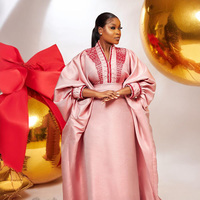 Robe Africaine de Luxe et d'Élégance pour Femme, Col en V, Strass, Boubou Ceinturé, Grande Taille, Vêtements Africains pour Femme