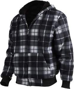 Men's Winter Plaid Fleece Ski Hoodie Sherpa Lined Heavyweight Full Zip Jacket Thermal <b>Tartan</b> Hooded Sweatshirt Outdoor Coat - Product Image 1