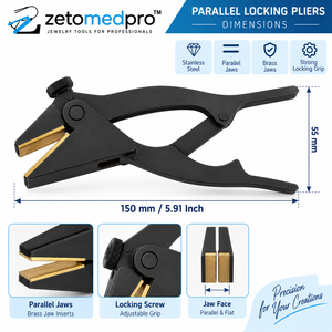 Pinza de presión manual de 150 mm con mordazas de latón y acero inoxidable para fabricación de joyas, herramienta de agarre y doblado de 5.91 pulgadas ZetomedPro - Product Image 2
