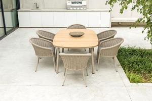 Juego de Comedor de Mimbre Moderno para Exteriores ROCF-038, Resistente a los Rayos UV, Ratán de Polietileno, Estructura de Aluminio con Recubrimiento en Polvo, Muebles de Jardín Contemporáneos - Product Image 1