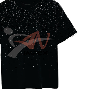 เสื้อยืดลายใหม่ประดับเพชรเทียมสำหรับผู้ชาย แฟชั่นสตรีทแวร์ พิมพ์ลายตามสั่ง เสื้อยืดคอวีประดับเพชรเทียม - Product Image 5